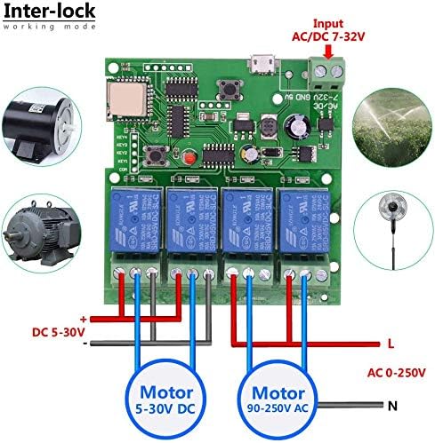 Newgoal WiFi Wireless Inching Relay Monentary/Self-Locking Switch Module DIY Smart Home Remote Control DC 5-32V AC90-260V Ewelink App iOS/Andriod Compatible with Alexa Echo Google Home IFTTT (DC4)