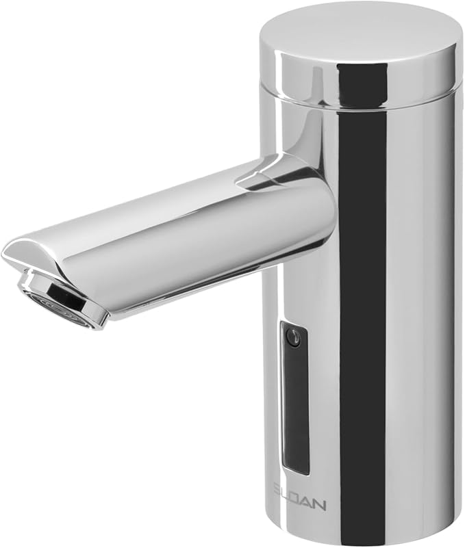 Sloan Optima EAF-200 Sensor Activated Touch-Free Faucet, Commercial Grade w/Mounting Hardware - 0.5 GPM Bluetooth, Hardwired Deck-Mounted Mid Body, Polished Chrome Finish, 3335055