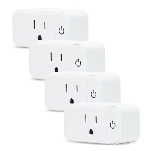 Lunabode LED 4 Pack Smart Home Wi-Fi Plugs - Alexa & Google Home Compatible, White, Toggle Switch, Automatic Operation