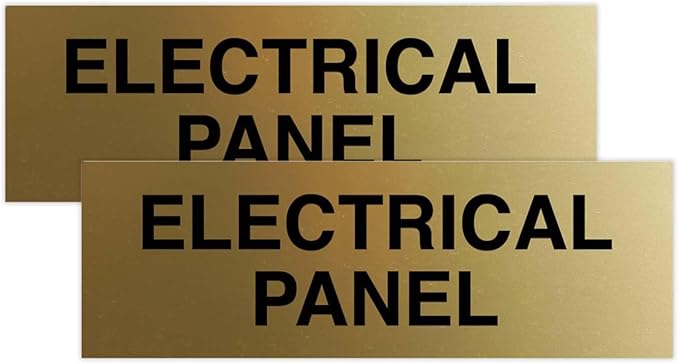 All Quality Basic Electrical Panel Sign - Fire Regulation Safety Compliance Sign - Brushed Gold - Large (2 Pack)