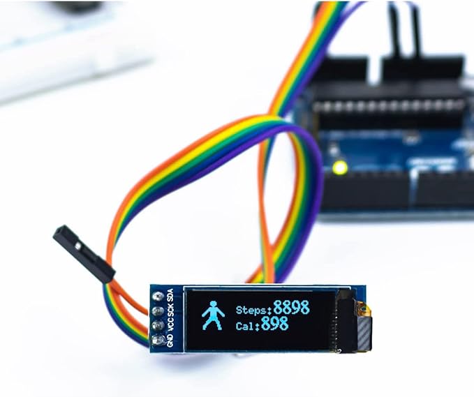 Hosyond 5 Pcs 0.91 Inch I2C IIC OLED Display Module OLED Screen DC 3.3V~5V Compatible with Arduino Raspberry PI (Blue Display Color)