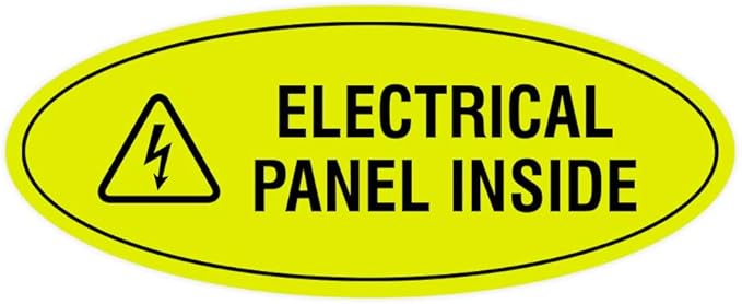 Signs ByLITA Oval Electrical Panel Inside Sign (Yellow/Black) - Medium 2 Pack