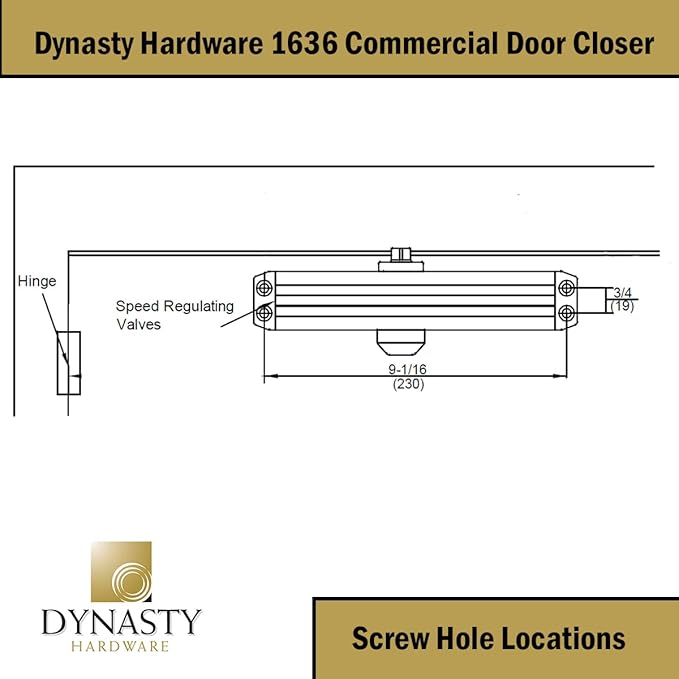 Dynasty Door Closer Adjustable Spring Size 3-6 Hydraulic Automatic Door Closer Series 1636 (Aluminum)