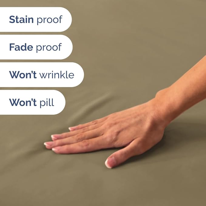 RV Short Queen Sheet Set 60 X 75 - 4 Piece RV Short Queen Bed Sheets - Soft, Breathable & Cooling - Designed for Bunks, Trailers and Campers - Fits 8” to 12" Mattress - Hotel Luxury Bedding - Khaki