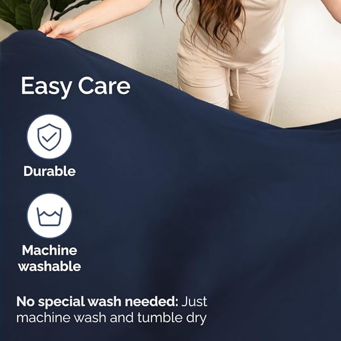 Split Head King Sheets Set - Top Split King Sheets for Adjustable Beds, Easy-Fit Split Head King Mattress - Flex Split Top King Sheets, Easy-Fit, Breathable, Deep Pocket Split King Sheets - Navy Blue