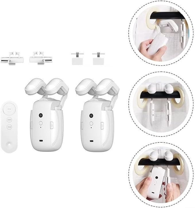 3 in1 Electric Curtain Opener Motor with Remote Control, Automatic Curtain Opener and Closer for Roman/U/T Rails Curtain Tracks(1pc)