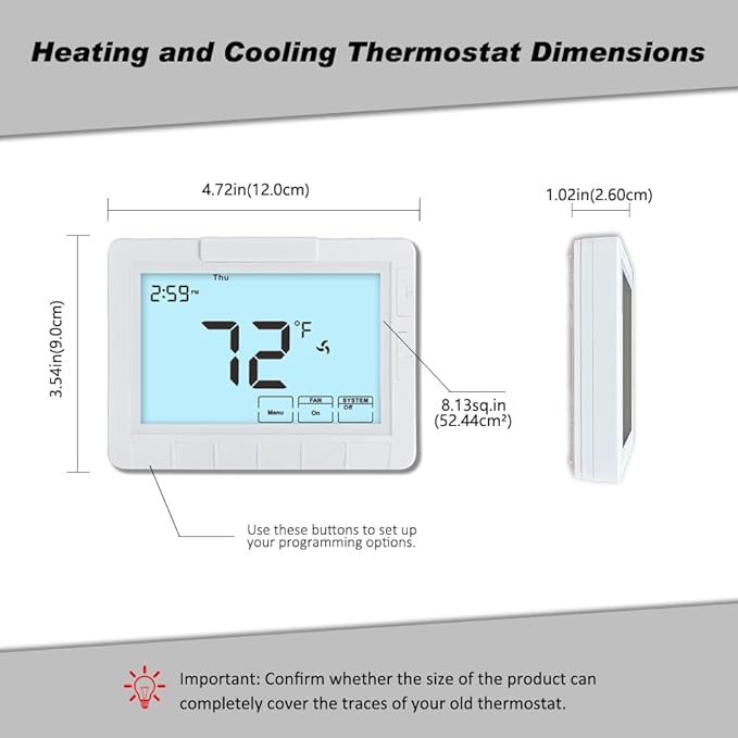 Programmable Auto Changeover Thermostat for Home, Conventional Single-Stage Systems,1 Heat/1 Cool, Extra Large Display, Smart Auto Switching,Easy-to-Use Digital Temperature Control, White Backlight