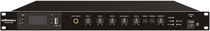 Class D Amplifier Mixer, 6 Input, 120W, 8 Ohm and 70V