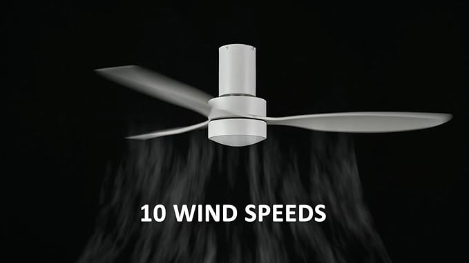 SMAAIR 52" Smart Flush Mount Ceiling Fans with Lights and Remote, Quiet DC Motor, 3-Blade Modern Ceiling Fan, Low Profile Ceiling Fan works with APP/Voice, 8H Timer &24H Schedule, ABS Blades, White