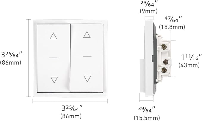4-Wire Motorized Shade Switch, Wall Mount Controller for Tubular Motor, Roller Shutter, Awning, Electric Blinds & Garage Door, Up/Stop/Down Control