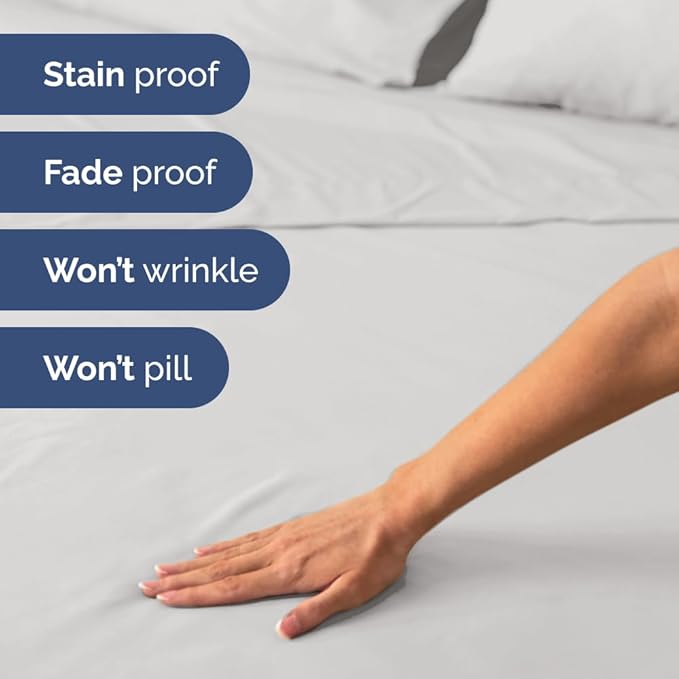 Full XL Bed Sheet Set - 4 Piece Extra Long Extended Full XL Sheets - Ultra-Soft, Breathable & Cooling - Fits 8” to 16" Mattress w/ Deep Pockets - 54" x 80" - Wrinkle and Fade Resistant - French Grey