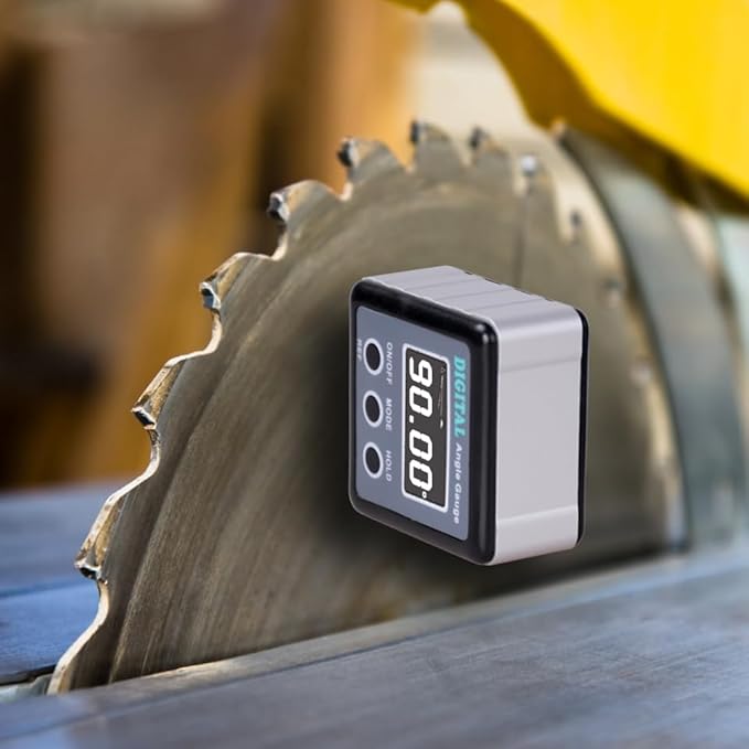 Digital Angle Gauge, eOUTIL Angle Finder Mini Digital Level Protractor Inclinometer with V-Groove Magnetic Base - Cube Level Box for Woodworking, Table Saw, Construction, Machinery, Masonry