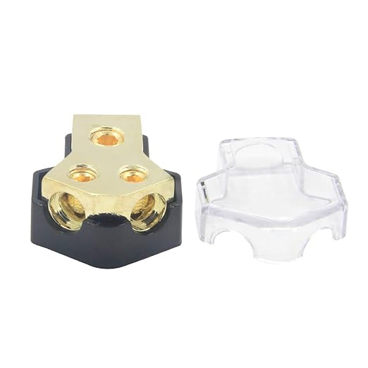 RKURCK 2 Way Power Distribution Block, 0/2/4 AWG Gauge in, 4/8/10 Gauge Out, Car Audio Stereo Amp Distribution Connecting Block for Audio Splitter (2Way 2 Pack)