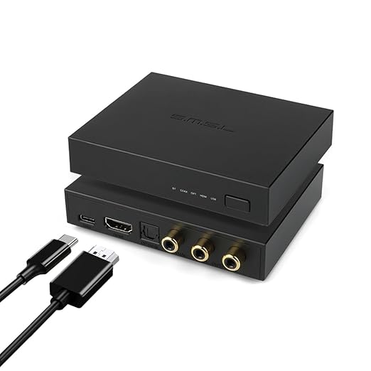 SMSL PS100 Digital to Analog Audio Converter, USB/Optical/Coaxial/HDMI ARC to Stereo L/R RCA Output DDC Digital Toslink SPDIF 192kHz DAC Converter for PS5/HDTV/DVD/Blu-Ray Players/Home Cinema Systems