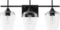 VONLUCE Bathroom Vanity Light, 3 Light Bathroom Light Fixture Over Mirror, Bathroom Wall Lamp with Clear Glass, Modern Black Vanity Lighting fixtures for Bathroom, Bedroom, Hallway