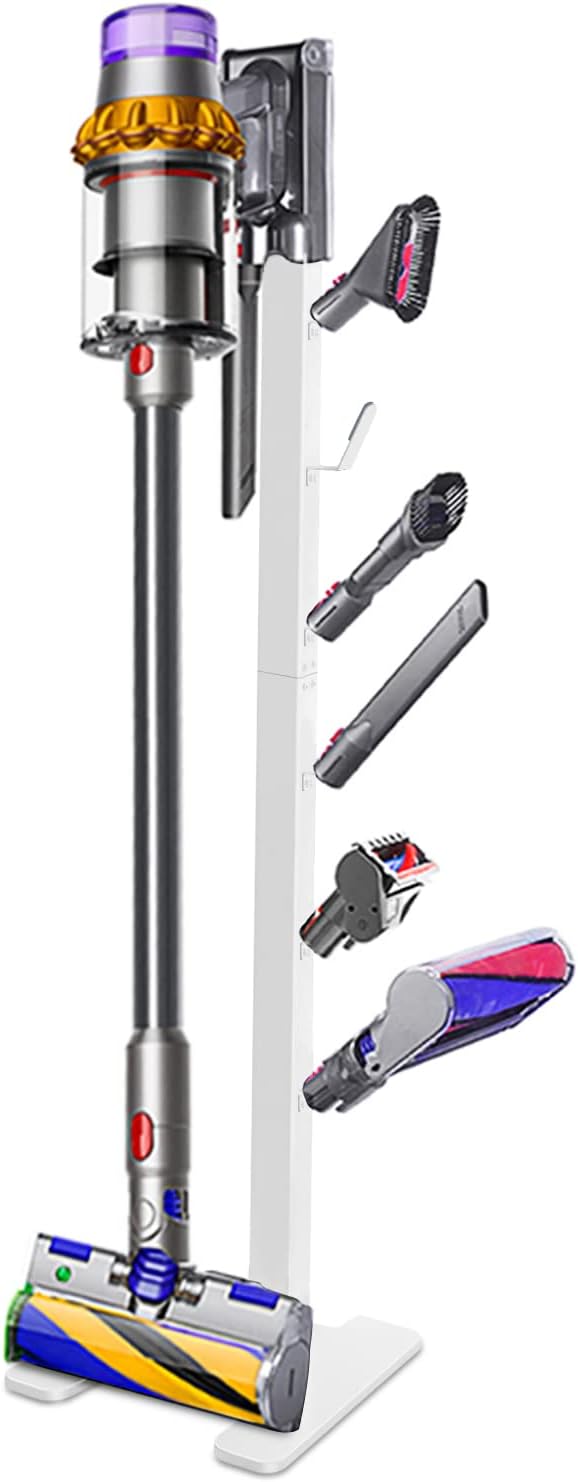 XIGOO Storage-Stand-Docking-Station-Holder Compatible with V15 Detect V11 V10 V8 V7 V6 Cordless Vacuum Cleaners, Stable Metal Organizer Rack(White, 6 Hooks)