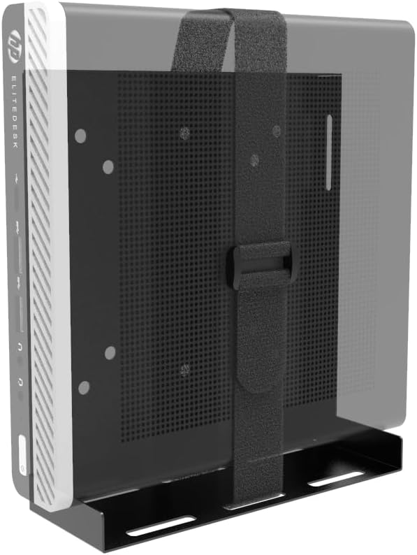 JINGCHENGMEI Universal Wall and VESA Mount -Adjustable Mount with Straps for Small Computers, UPS, Modems, Cable Boxes or Other Electronic Devices, Metal, Black