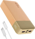 JUOVI J2621 Power Bank Portable Charger,20000mAh 45W PD3.0 QC 4.0 Fast Charging Battery Pack with LED Display,2 USB-C,2 USB-A for iPhone 15 16, MacBook (Orange)