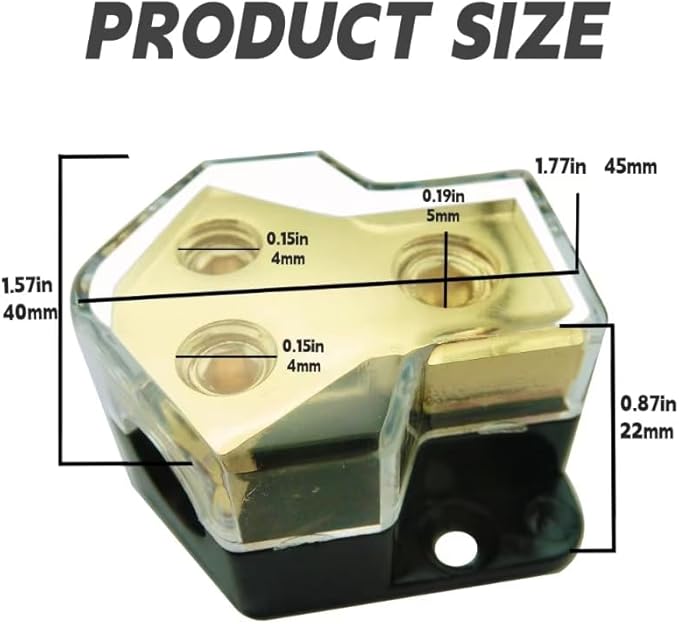 KCT 0/2/4 Gauge in 4/8 Gauge Out 2 Way Amp Power Distribution Block for Car Audio Splitter