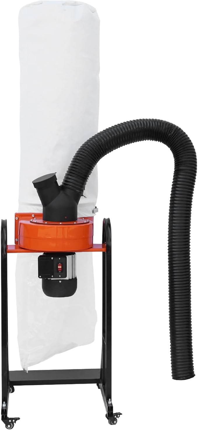 VEVOR 1.5 HP Dust Collector, 716 CFM, Portable Vortex Dust Collector, with 47 Gallon Collection Bag and Mobile Base, 120V, 3400 RPM, 5μm Canister Filter Kit, for Woodworking Dust Collection System