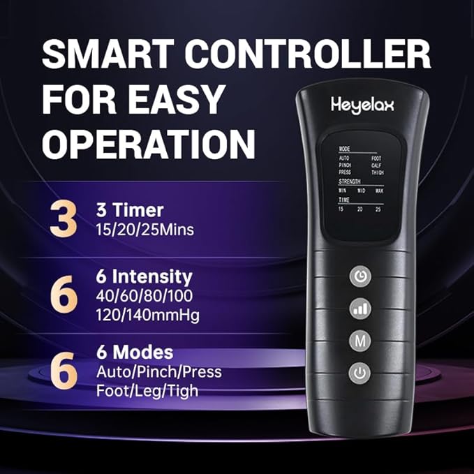 Heyelax Leg Compression Massager for Circulation and Pain Relief FSA, Recovery Boots Sleeve for Fast Therapy, Full Leg Massager as Ideal Gifts for Women Men(Large)