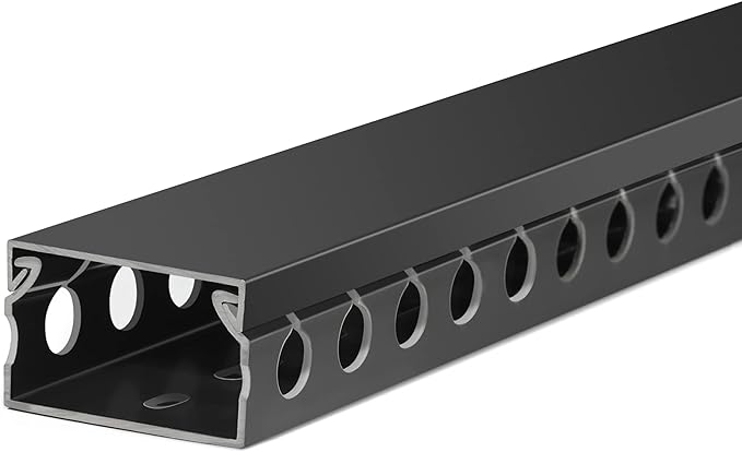 ZhiYo Cable Raceway 156in(4X L39in), Server Rack Cable Management Under Desk Cord Organizer, Electrical Safe PVC Cable Channel Open Slot Wire Raceway for Network/PC/TVs, Wire Duct H1 x W1.6in Black