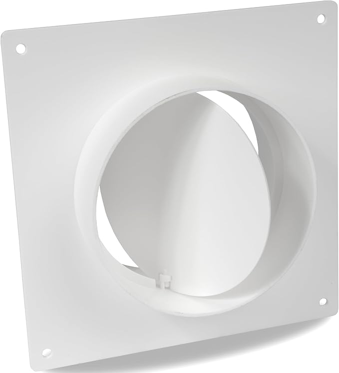 Repa Market 4 Inch Duct Connector Flange with Backdraft Damper – ABS Plastic Round Male Fit Vent Pipe Adapter – Wall Plate HVAC Exhaust & Intake Coupling – for Ventilation and Cooling Systems