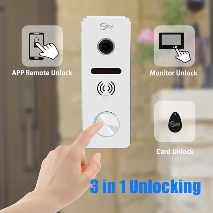 Wired Video Doorbell Intercom System 7 inch Monitor 1080P HD Camera Entry Doorphone Door Camera TUYA WiFi Smart Home Door Phone Kits for Apartment Home Villa (2 doorbell + 4 Monitor)