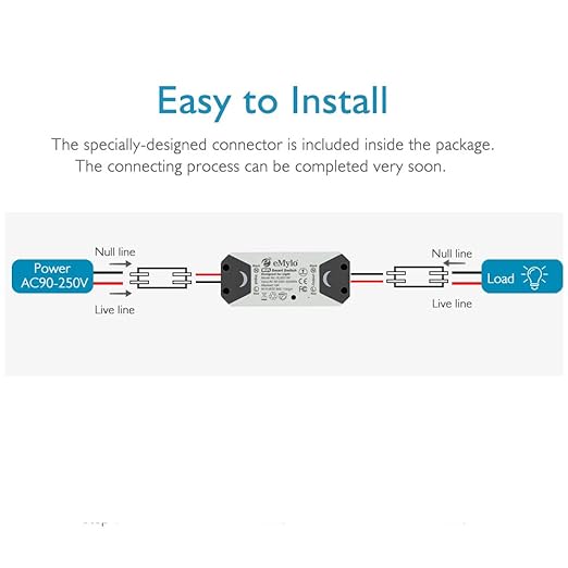 eMylo Smart WiFi Light Switch Wireless Relay Switch Module Remote Control Home Automation Timers Compatible with Alexa Echo Google Home iPhone Android App (1 Pack)