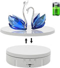 JAYEGT 3 in 1 Rotating Display Stand with 5.74/7.08/8.66 inch Replacement Mirror Cover，22lbs Load , 360 Degree Electronic Turntable for Photography Products Display (Mirror/3 in1 / White/ NO Remote)