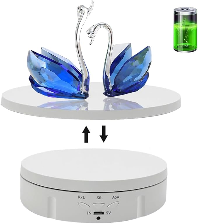 JAYEGT 3 in 1 Rotating Display Stand with 5.74/7.08/8.66 inch Replacement Mirror Cover，22lbs Load , 360 Degree Electronic Turntable for Photography Products Display (Mirror/3 in1 / White/ NO Remote)