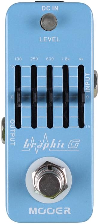 MOOER Micro EQ equalizer pedal, 100 Hz ~ 4 kHZ range, 5 banks adjustment and global gain adjustment (G graph)