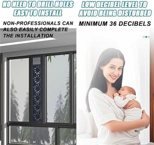 Adjustable Door & Window Exhaust Fan with Filter, 52-140cm, 85m³/h Airflow, 2800 RPM Speed, Ideal for Home, Kitchen, Bedroom & Office Use, Punch-Free Installation.