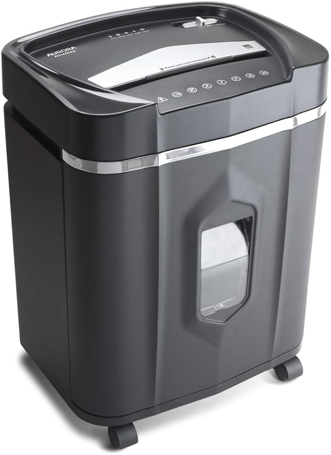 Aurora AU1640XA Anti-Jam 16 Sheet Crosscut Paper/CD and Credit Card/ 5 Gal Pullout Basket Shredder, 30 Minutes Continuous Run Time