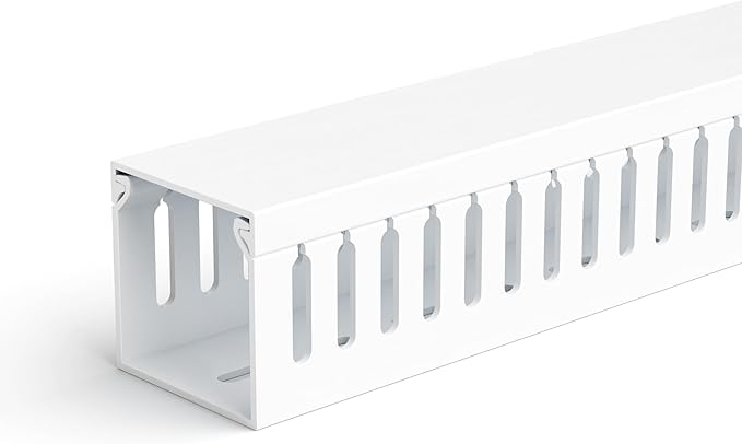 ZhiYo 2x2in Professional Server Rack Cable Management Raceway, 6.6ft (2 x 3.3ft) Cable Raceway Kit, Electrically Safe PVC Open Slot Wire Cover, Cord Hider for Under Desk/Computer/Network Cords White
