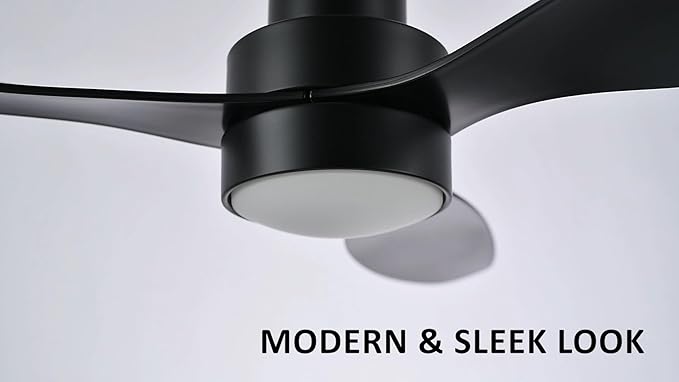 SMAAIR Ceiling Fan with Light and Remote Control 52 Inch, Flush Mount Ceiling Fans with Lights, Reversible, Noiseless DC Motors, Dimmable, Indoor Ceiling Fan for Bedroom, Living Room, Black