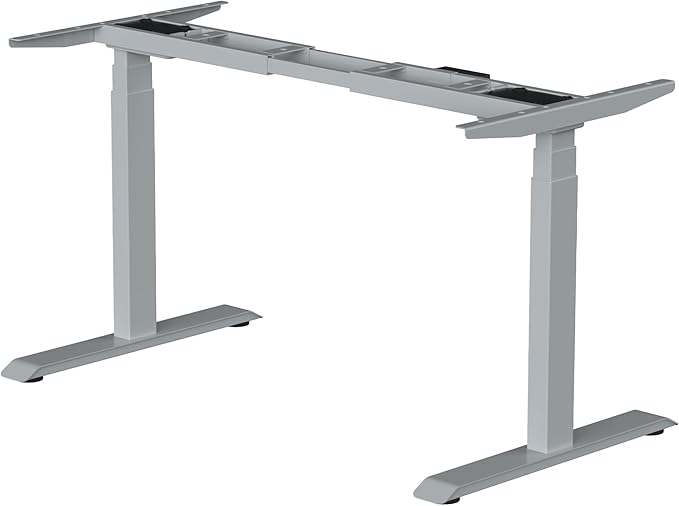 Fromann Electric Standing Desk Frame Dual Motor 3 Stages Height Adjustable Desk Legs with USB A+ C Ports Sit Stand up Desk Base for Home and Office (Grey)