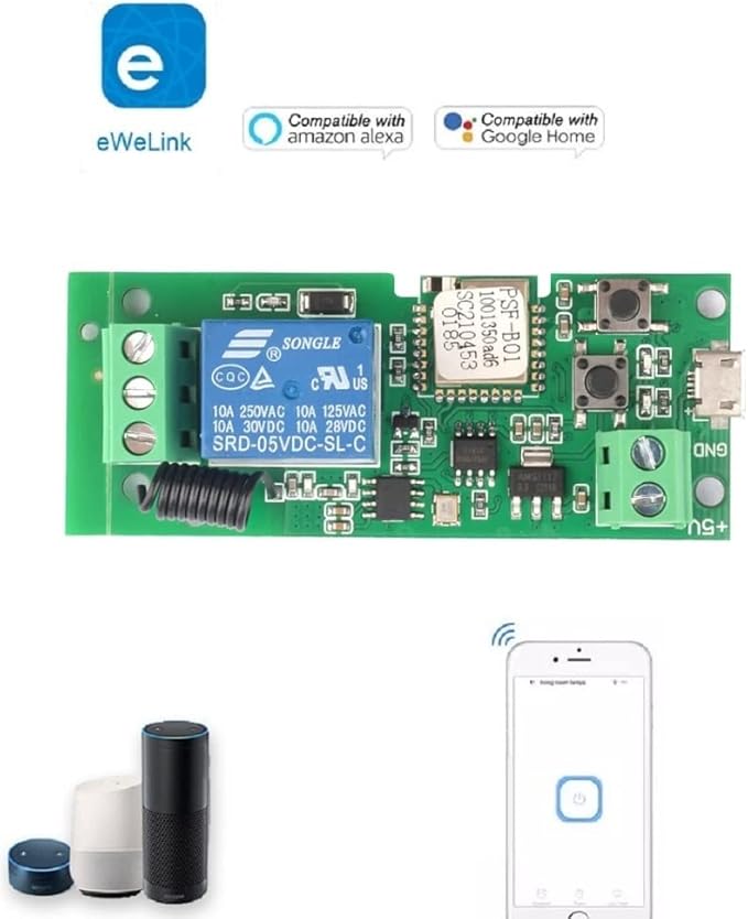 MHCOZY WiFi Wireless Smart Switch Relay Module for Smart Home 5V 5V/12V，Ba Applied to Access Control, Turn on PC, Garage Door (5v)