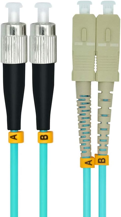 Jeirdus 100 Meters 328ft SC to FC Duplex 50/125 10G OM3 Multi-Mode Fiber Optic Cable Jumper Optical Patch Cord SC-FC