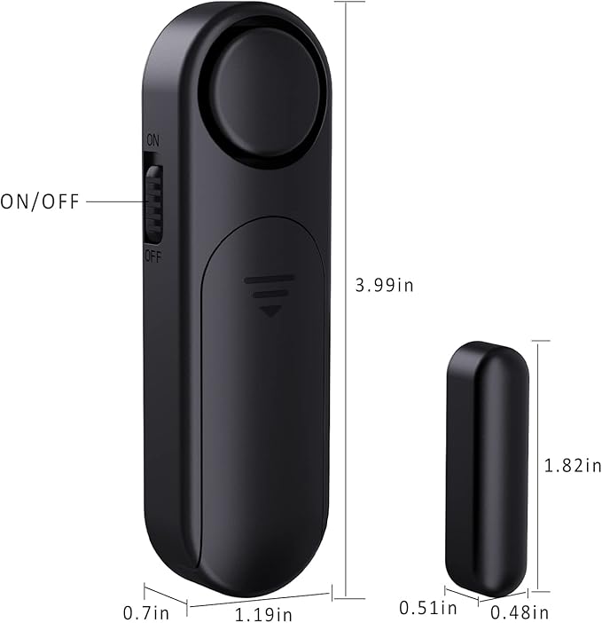 AKOYU Window and Door Alarm When Opened (2 Pack) for Kids Safety/Home Security, Wireless Opening Sensor Alarms for Sliding Glass Door, 120dB Burglar Alert, Ideal for Business,Garage,Apartment, Black
