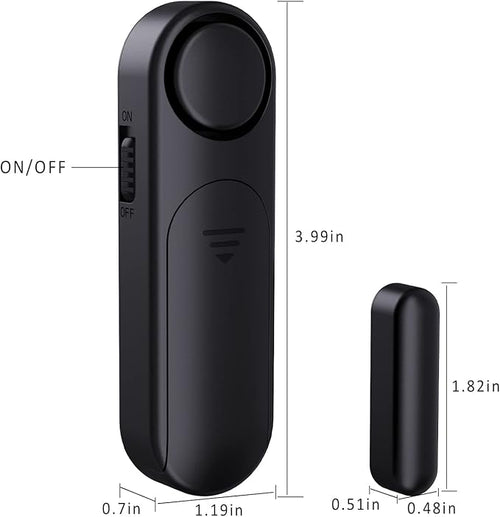 AKOYU Window and Door Alarm When Opened (2 Pack) for Kids Safety/Home Security, Wireless Opening Sensor Alarms for Sliding Glass Door, 120dB Burglar Alert, Ideal for Business,Garage,Apartment, Black
