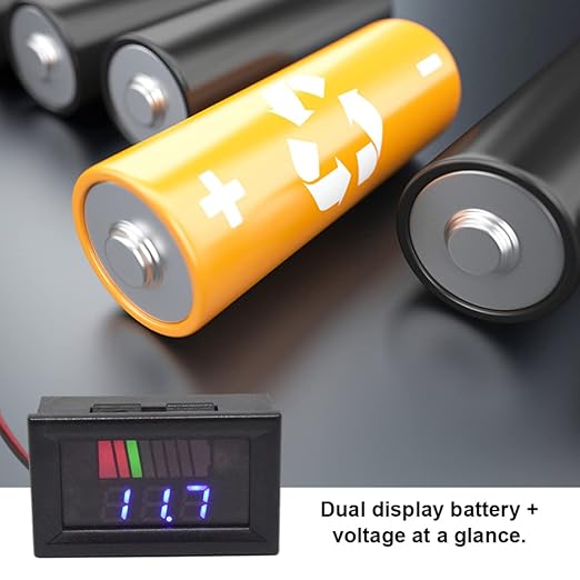Battery Charge Level Indicator Universal Car Battery Capacity Meter Tester Checker 12V-72V Blue Car Tester Motorcycle Checker Capacity Meter
