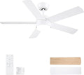 POCHFAN 42 inch White Ceiling Fans with Lights and Remote, LED Dimmable 3 CCT Temperatures 6-Speed, Noiseless Modern Ceiling Fan for Bedroom, Living Room, Dining Room, ETL Listed