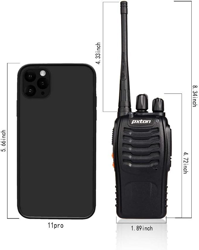 pxton Two Way Radios Long Range Walkie Talkies for Adults with Headphones,16 Channel Handheld 2 Way Radio Rechargeable with Flashlight Li-ion Battery and Charger（6 Pack）