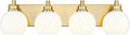 METWET Bathroom Light Fixtures, 4 Light Brushed Gold Vanity Light, 26 Inch Modern Wall Sconces with Globe Milk White Glass Shade, Vanity Lighting Fixtures Over Mirror, VL195-BG-ML-4
