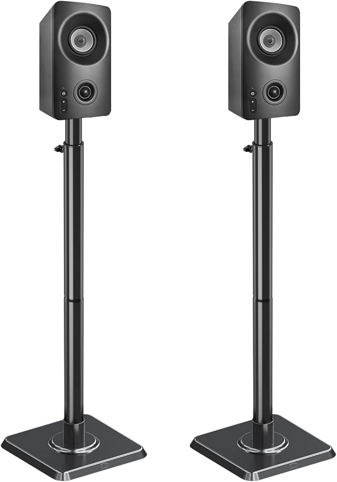 Mounting Dream Speaker Stands - Height Adjustable Speaker Stand for Vizio, Polk, JBL, Sony, Speaker Stands Pair with Wire Management (Holds up to11LBS Per Stand)