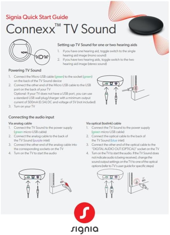 Audique Signia TV Sound - Compatible with All Bluetooth Enabled Signia, Rexton, Connexx, Miracle-Ear, TruHearing and HearUSA Hearing Aids