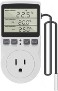 KETOTEK Digital Thermostat Outlet Plug Temperature Controller Outlet Socket 120V Heating Cooling Control 110V 15A Celsius Fahrenheit Display White
