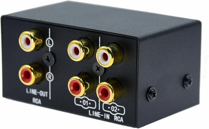 2 in 4 Out or 4 in 2 Out Audio Sound selector RCA Female Stereo Channel 2 Splitter switcher Box Switching No External Power No Noise