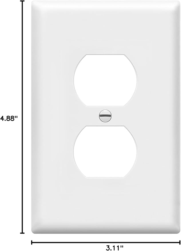 ENERLITES Duplex Receptacle Outlet Wall Plate, Electrical Outlet Cover, Mid-Size Size 1-Gang 4.88" x 3.11", Unbreakable Polycarbonate Thermoplastic, UL Listed, 8821M-W, White